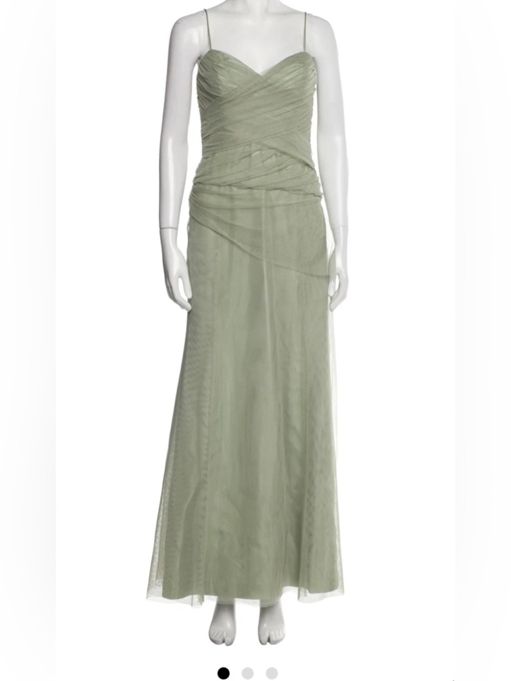 Vera Wang Sage Green Chiffon Evening Gown